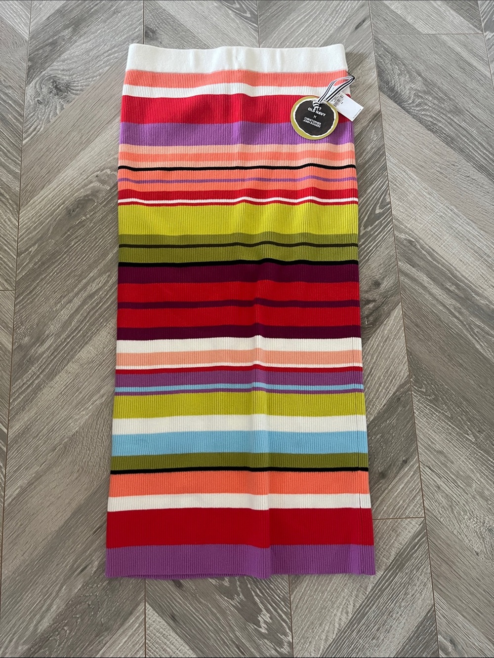 Old Navy x Christopher John Rogers striped bodycon pencil skirt